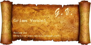 Grimm Vencel névjegykártya
